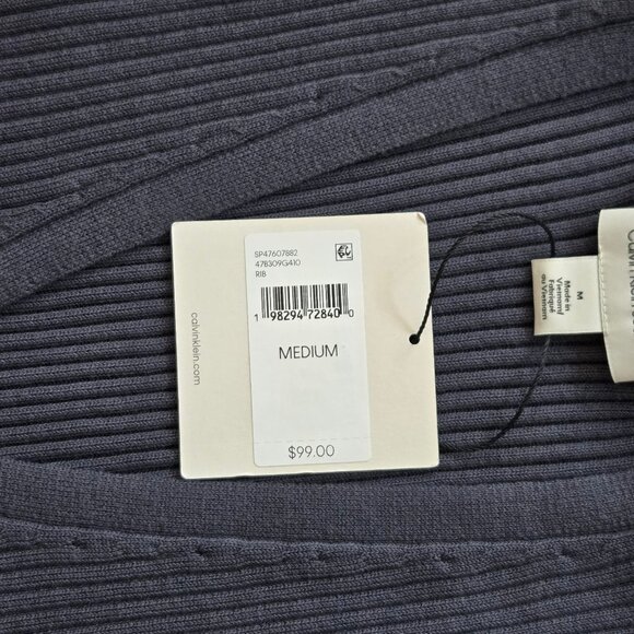 NWT Calvin Klein Women’s Cotton Rib V-Neck Button Dress Medium $99 New With Tags - Picture 10 of 17